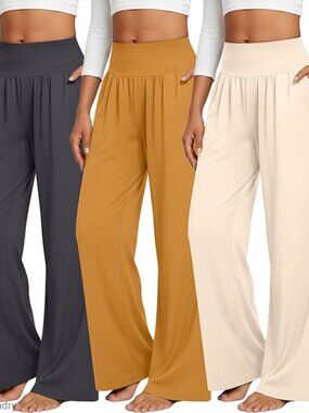 X-Large Wide Leg Yoga Pants with Pockets, High Waist Joggers for Lounge &